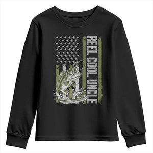 Uncle Fishing Youth Sweatshirt Reel Cool Uncle Fisherman US Flag TS10 Black Print Your Wear