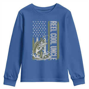 Uncle Fishing Youth Sweatshirt Reel Cool Uncle Fisherman US Flag TS10 Royal Blue Print Your Wear