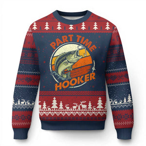 Part Time Hooker Ugly Christmas Sweater Retro Funny Fishing TS10 Navy Red Print Your Wear