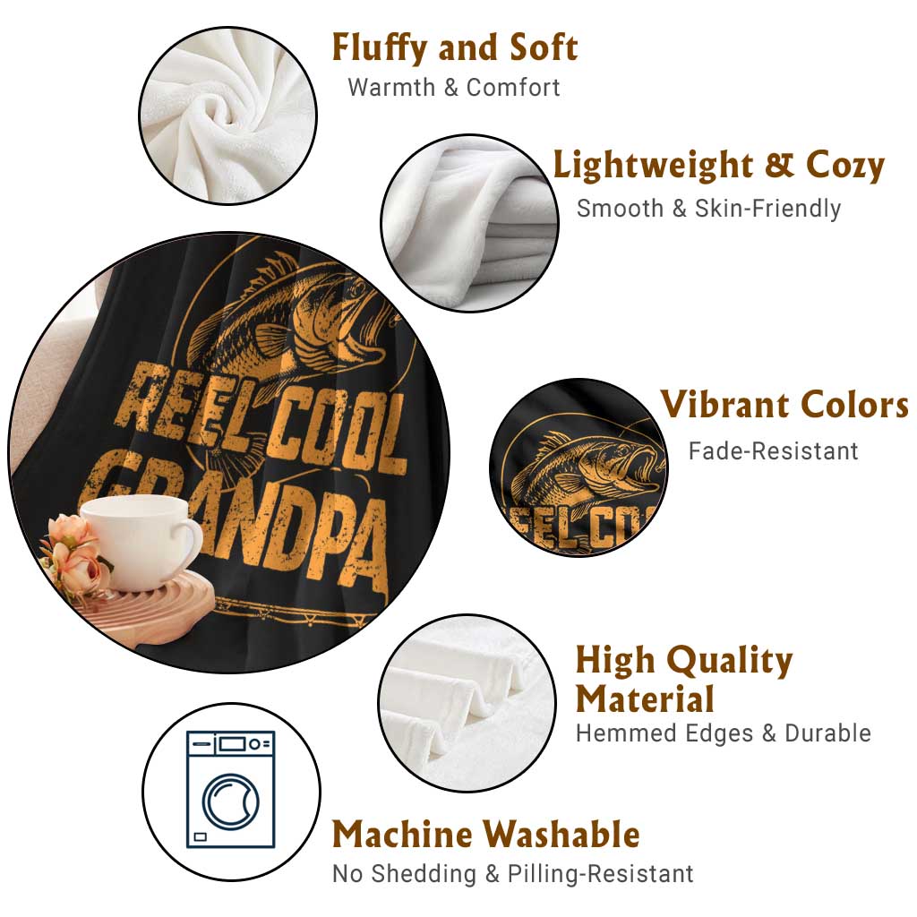 Reel Cool Grandpa Throw Blanket Funny Fishing Fisherman Fathers Day TS10 Print Your Wear