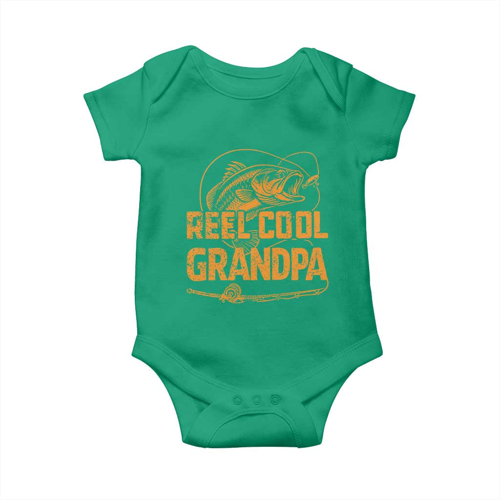 Reel Cool Grandpa Baby Onesie Funny Fishing Fisherman Fathers Day TS10 Irish Green Print Your Wear
