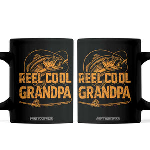 Reel Cool Grandpa Coffee Mug Funny Fishing Fisherman Fathers Day TS10 Black Print Your Wear