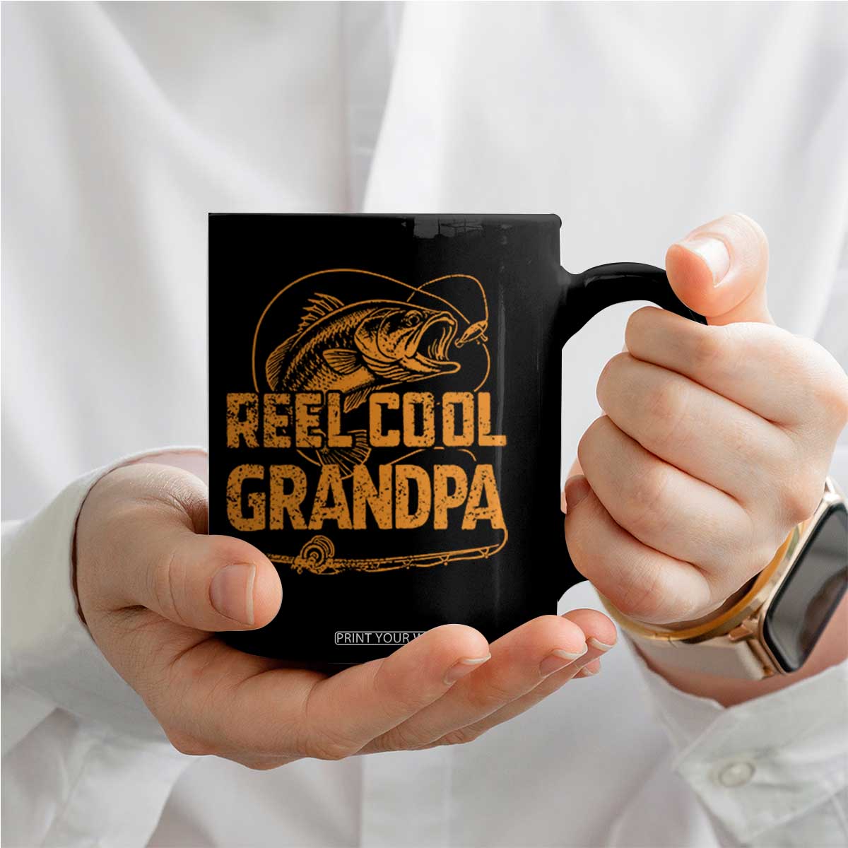 Reel Cool Grandpa Coffee Mug Funny Fishing Fisherman Fathers Day TS10 Print Your Wear