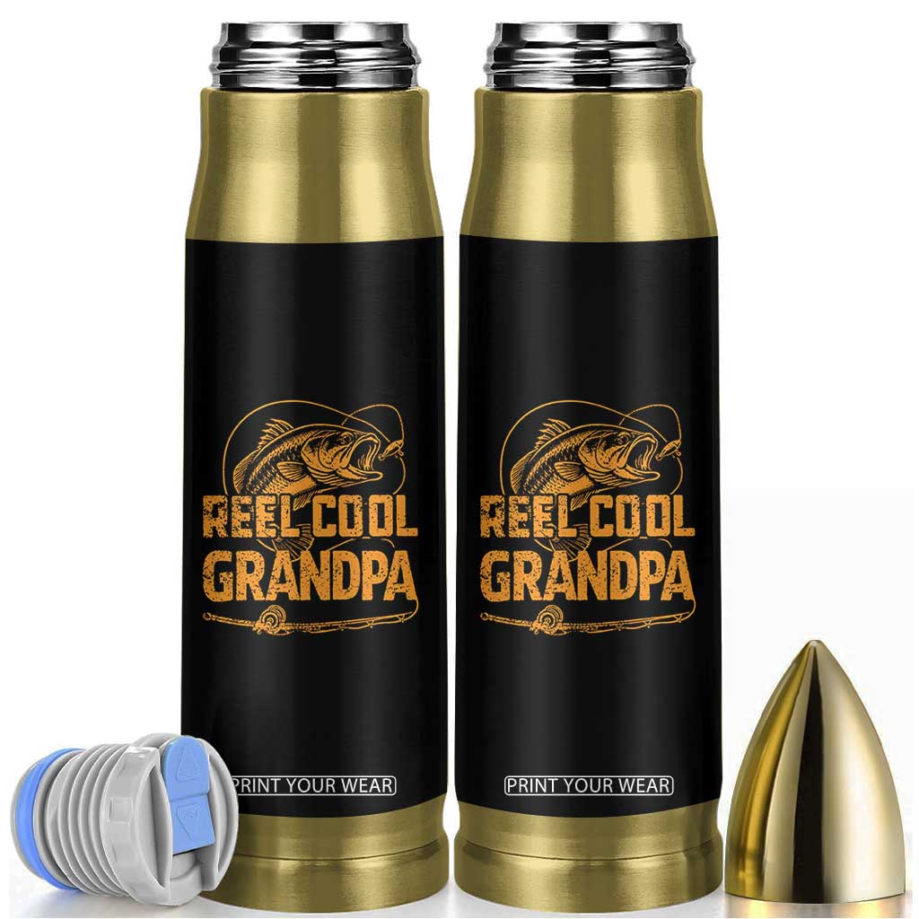 Reel Cool Grandpa Bullet Tumbler Funny Fishing Fisherman Fathers Day TS10 Black Print Your Wear