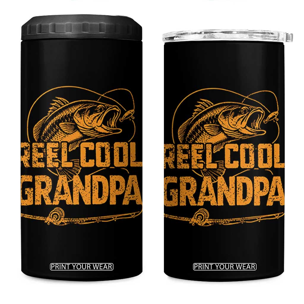 Reel Cool Grandpa 4 in 1 Can Cooler Tumbler Funny Fishing Fisherman Fathers Day TS10 One Size: 16 oz Black Print Your Wear