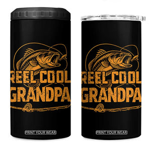Reel Cool Grandpa 4 in 1 Can Cooler Tumbler Funny Fishing Fisherman Fathers Day TS10 One Size: 16 oz Black Print Your Wear