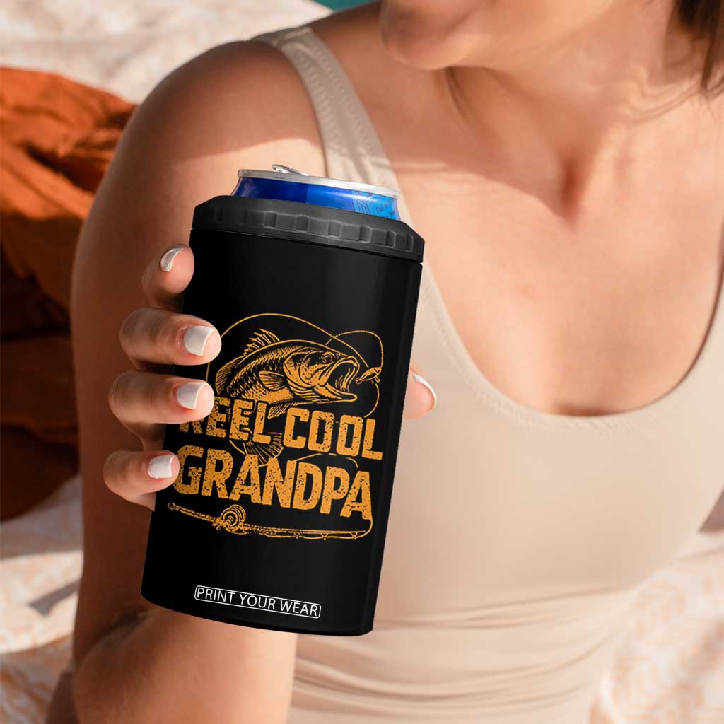 Reel Cool Grandpa 4 in 1 Can Cooler Tumbler Funny Fishing Fisherman Fathers Day TS10 Print Your Wear
