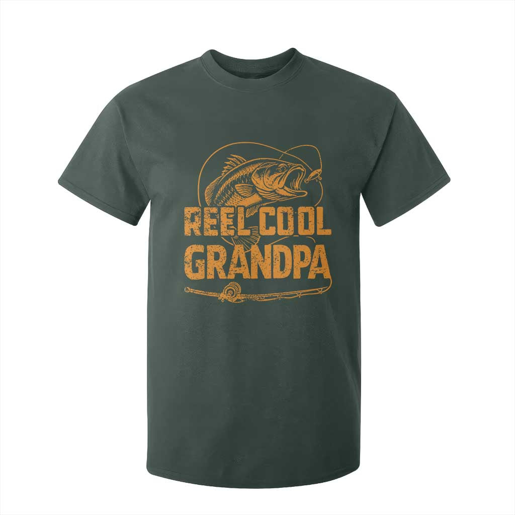 Reel Cool Grandpa T Shirt For Kid Funny Fishing Fisherman Fathers Day TS10 Dark Forest Green Print Your Wear
