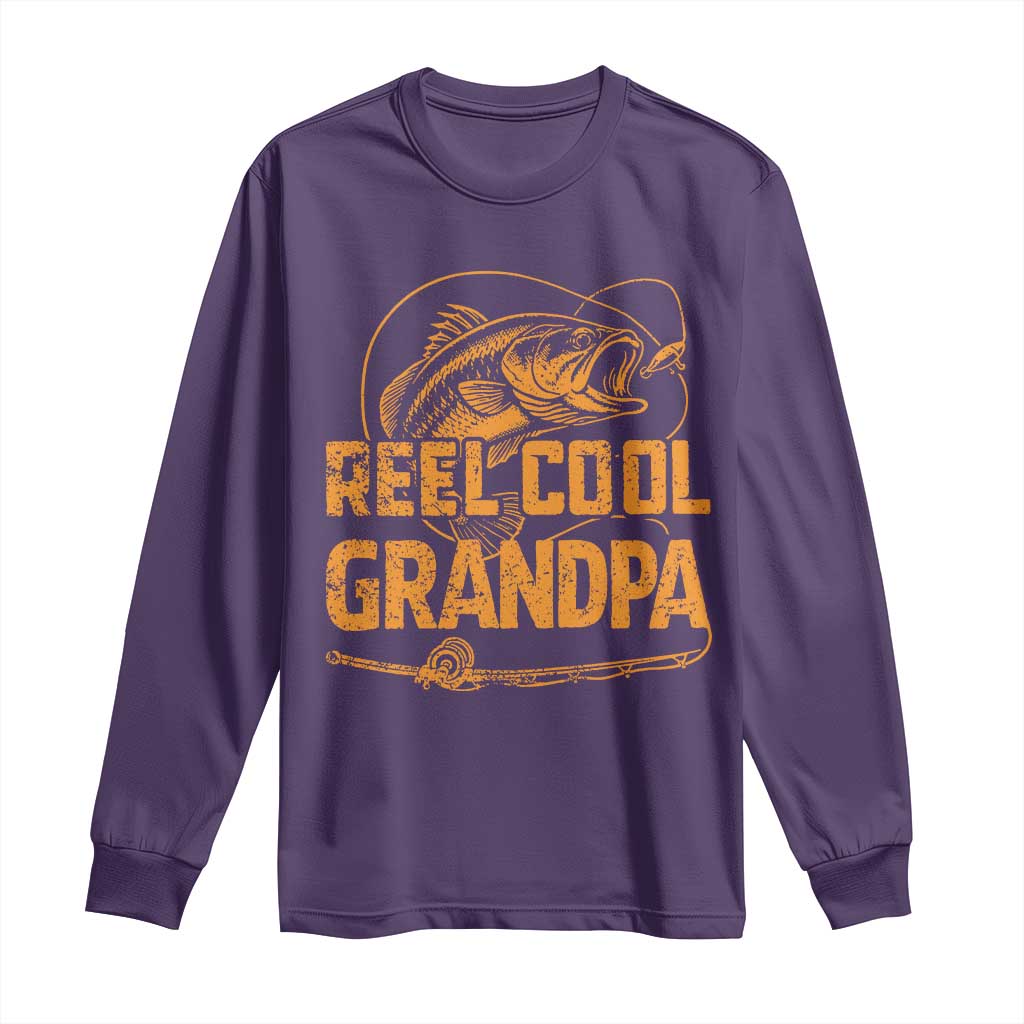 Reel Cool Grandpa Long Sleeve Shirt Funny Fishing Fisherman Fathers Day TS10 Purple Print Your Wear
