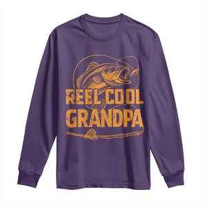 Reel Cool Grandpa Long Sleeve Shirt Funny Fishing Fisherman Fathers Day TS10 Purple Print Your Wear