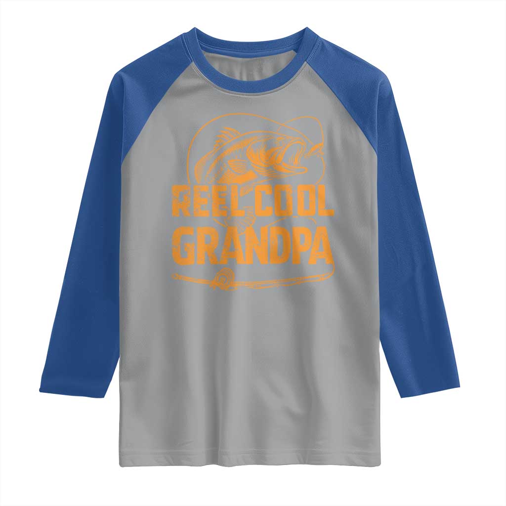 Reel Cool Grandpa Raglan Shirt Funny Fishing Fisherman Fathers Day TS10 Sport Gray Royal Print Your Wear