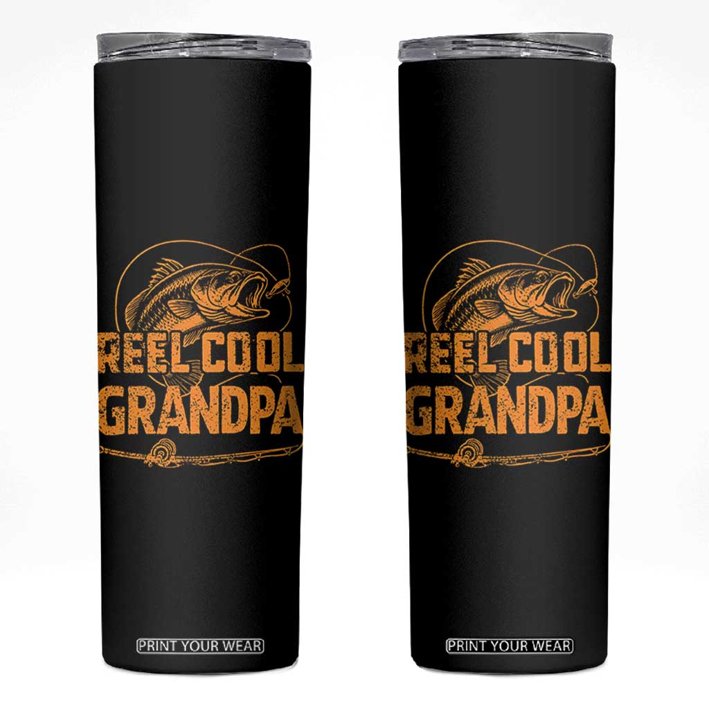 Reel Cool Grandpa Skinny Tumbler Funny Fishing Fisherman Fathers Day TS10 Black Print Your Wear