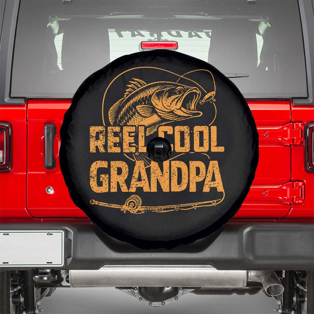 Reel Cool Grandpa Spare Tire Cover Funny Fishing Fisherman Fathers Day TS10 Black Print Your Wear
