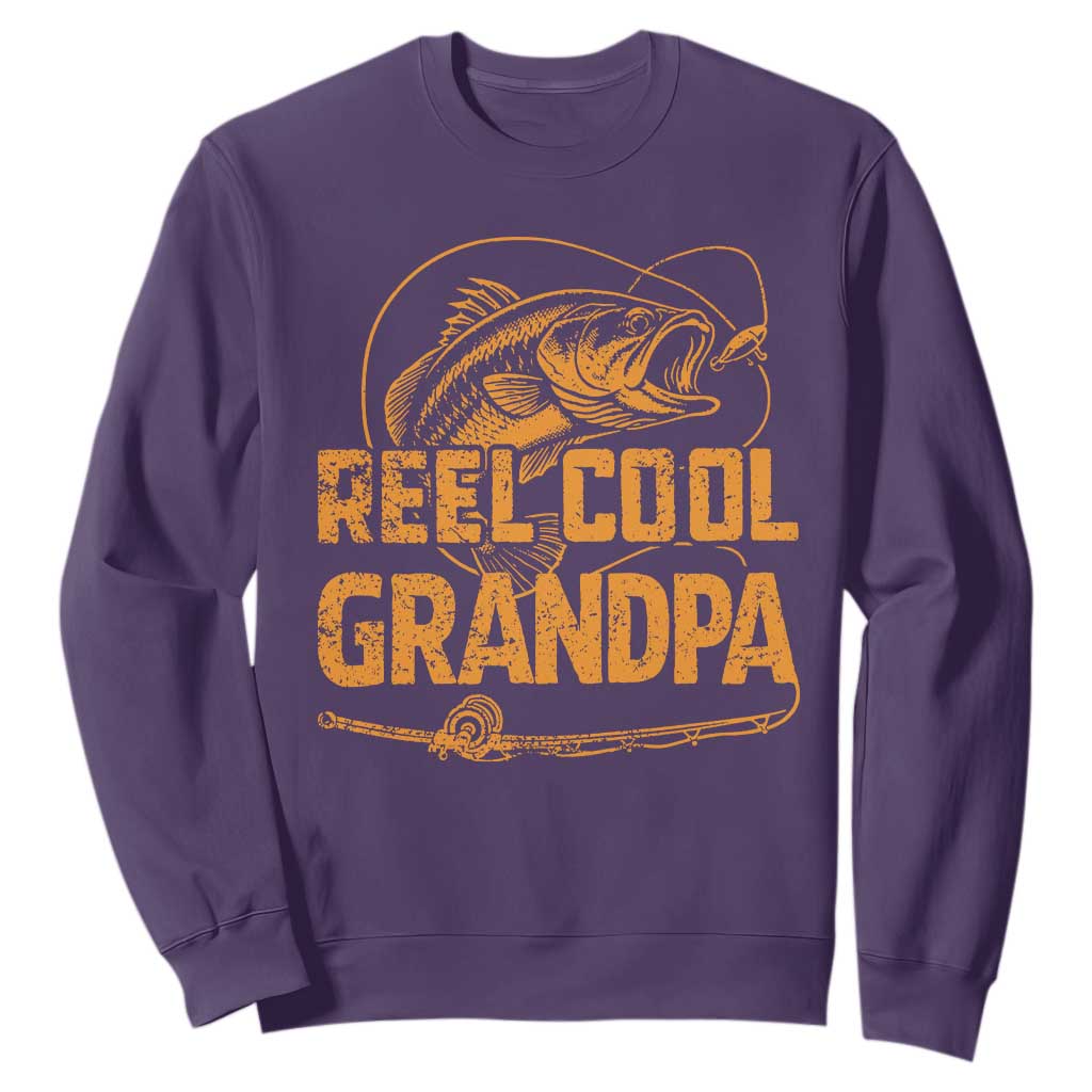 Reel Cool Grandpa Sweatshirt Funny Fishing Fisherman Fathers Day TS10 Purple Print Your Wear