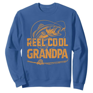 Reel Cool Grandpa Sweatshirt Funny Fishing Fisherman Fathers Day TS10 Royal Blue Print Your Wear