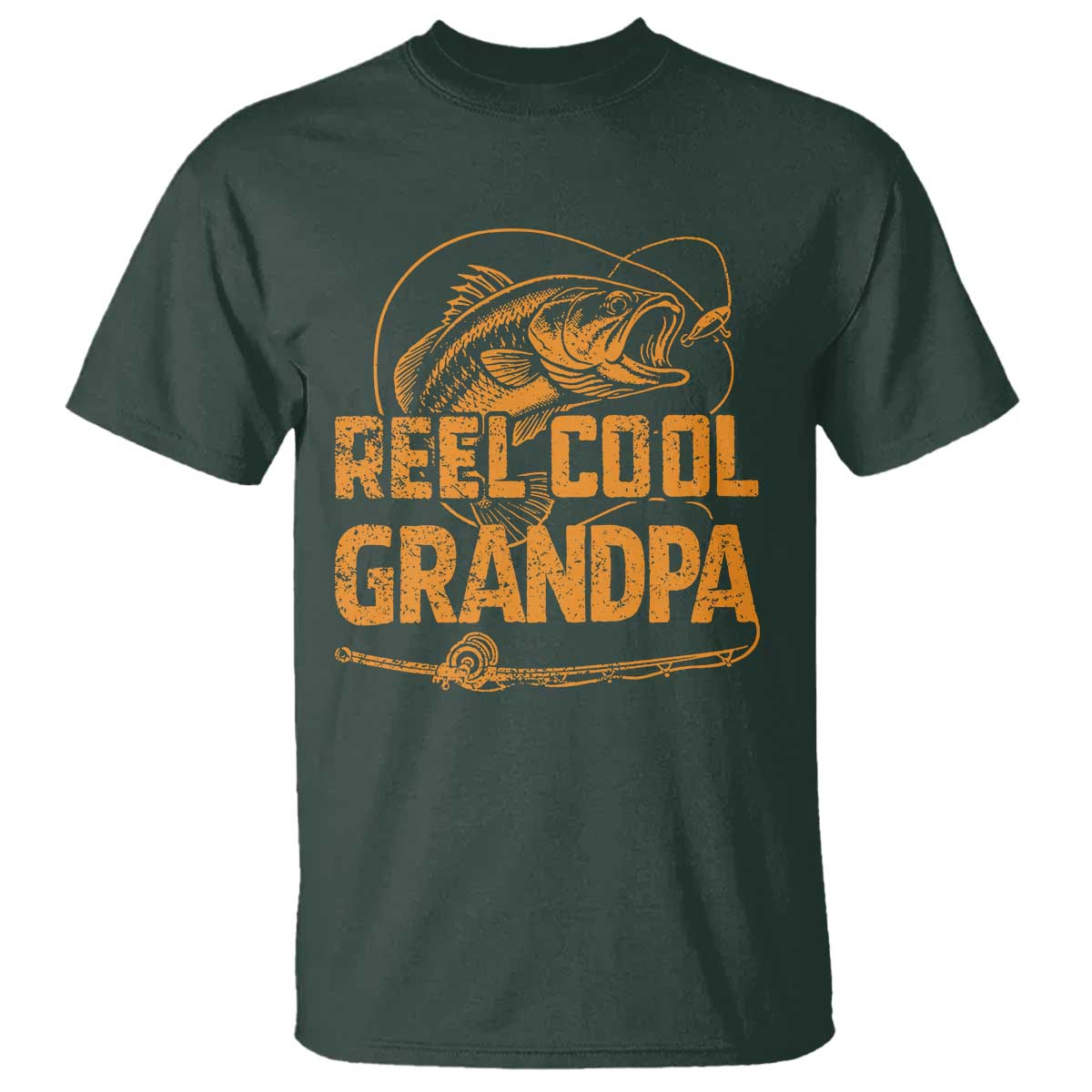 Reel Cool Grandpa T Shirt Funny Fishing Fisherman Fathers Day TS10 Dark Forest Green Print Your Wear