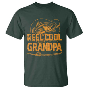 Reel Cool Grandpa T Shirt Funny Fishing Fisherman Fathers Day TS10 Dark Forest Green Print Your Wear