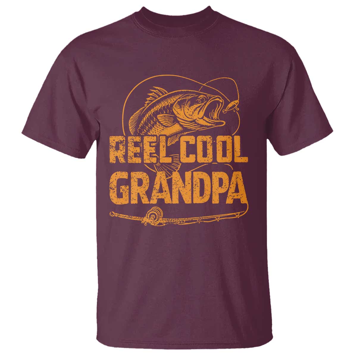 Reel Cool Grandpa T Shirt Funny Fishing Fisherman Fathers Day TS10 Maroon Print Your Wear