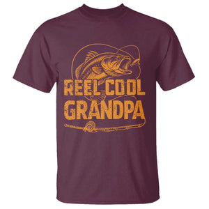 Reel Cool Grandpa T Shirt Funny Fishing Fisherman Fathers Day TS10 Maroon Print Your Wear