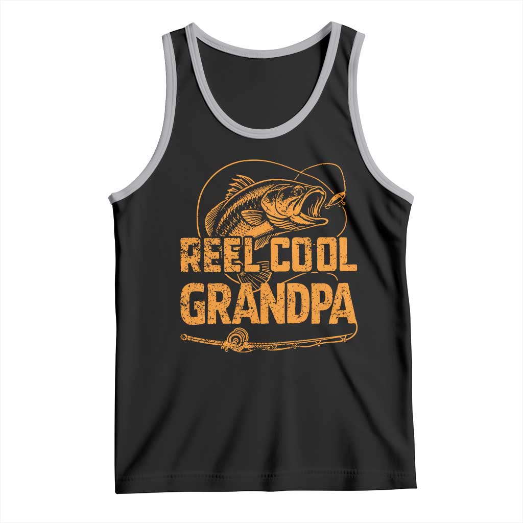 Reel Cool Grandpa Tank Top Funny Fishing Fisherman Fathers Day TS10 Black Athletic Heather Print Your Wear