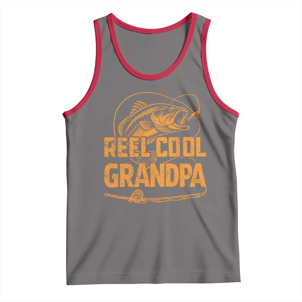 Reel Cool Grandpa Tank Top Funny Fishing Fisherman Fathers Day TS10 Deep Heather Red Print Your Wear