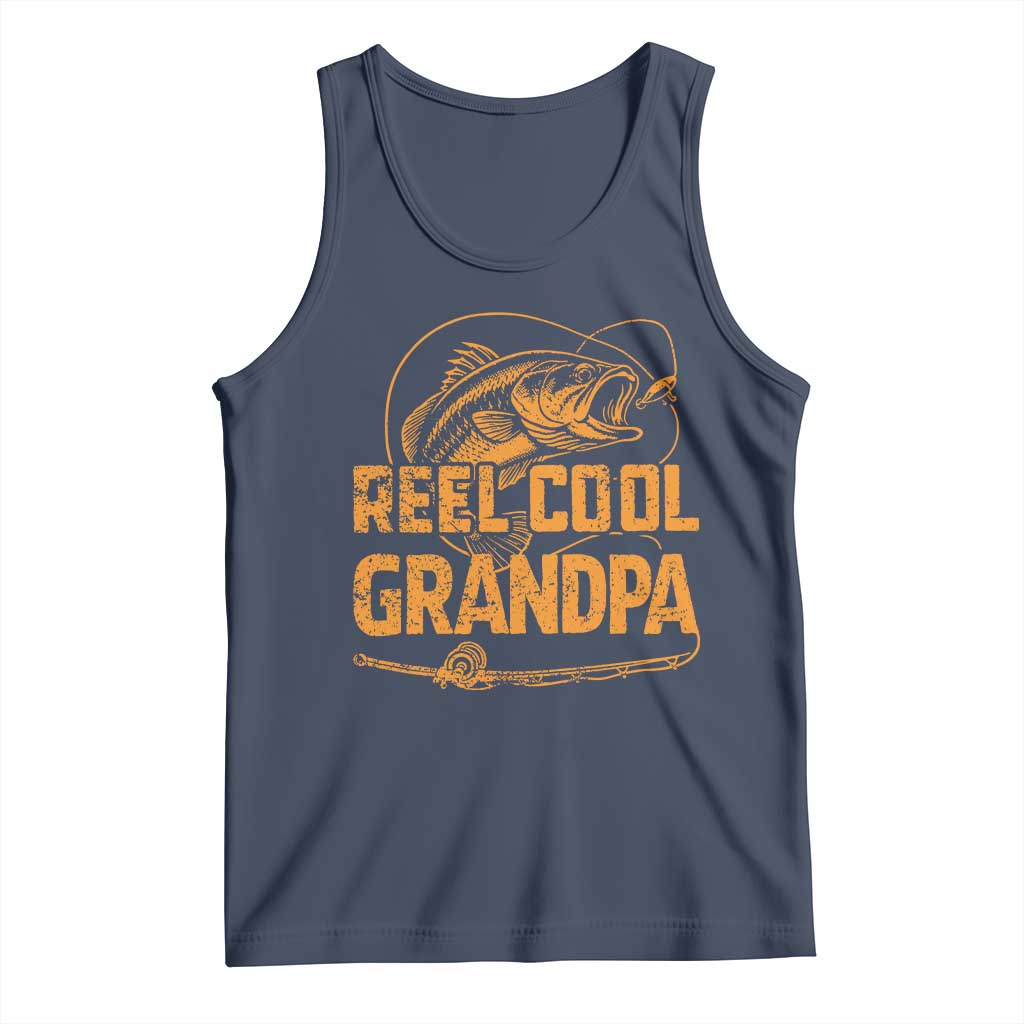 Reel Cool Grandpa Tank Top Funny Fishing Fisherman Fathers Day TS10 Navy Print Your Wear