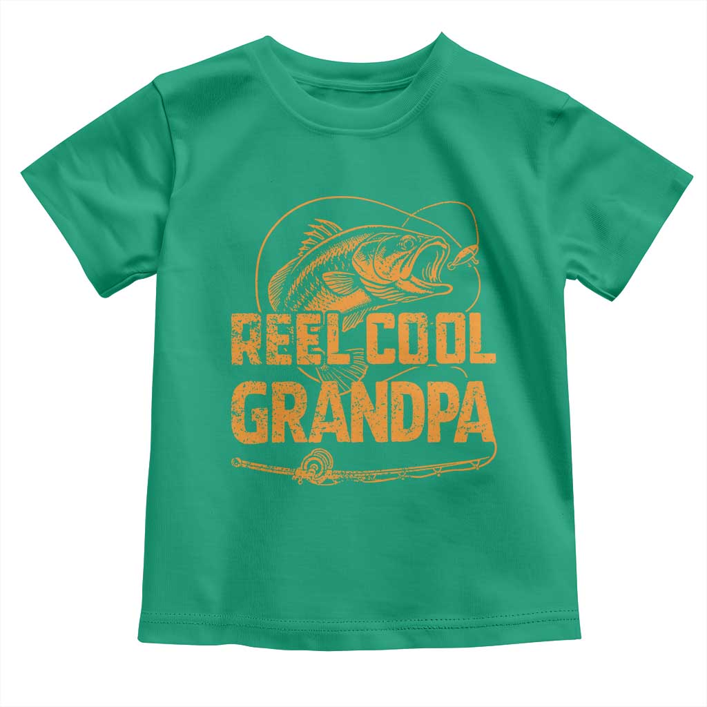 Reel Cool Grandpa Toddler T Shirt Funny Fishing Fisherman Fathers Day TS10 Irish Green Print Your Wear