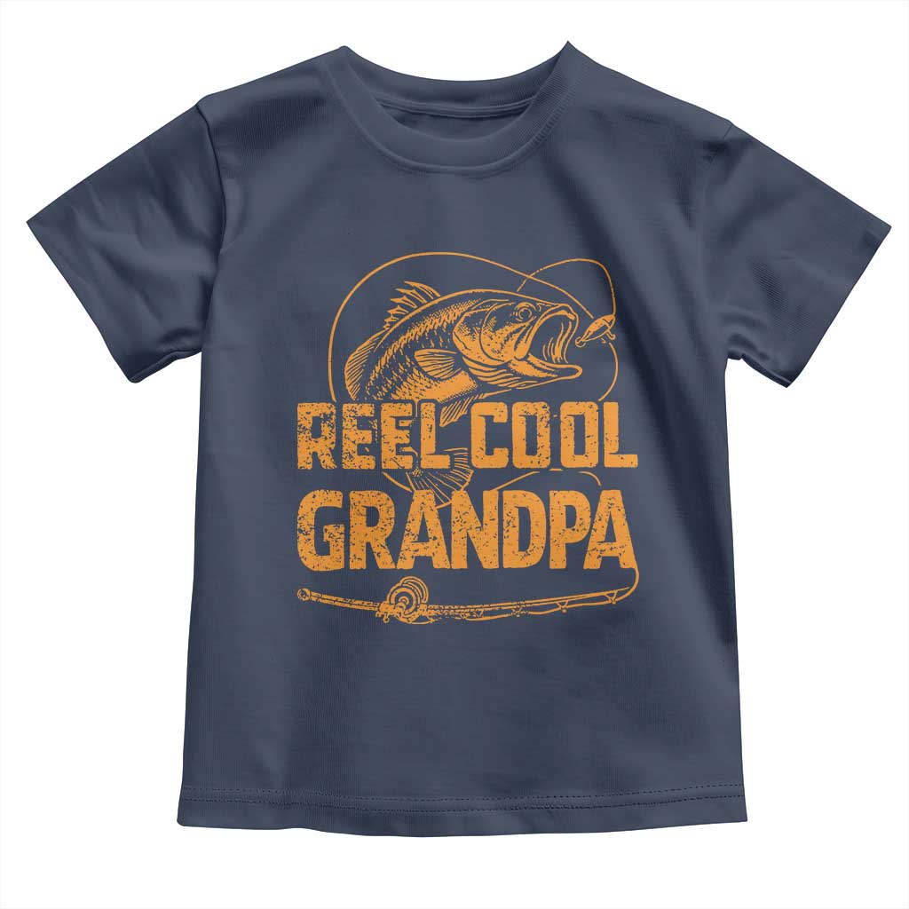 Reel Cool Grandpa Toddler T Shirt Funny Fishing Fisherman Fathers Day TS10 Navy Print Your Wear