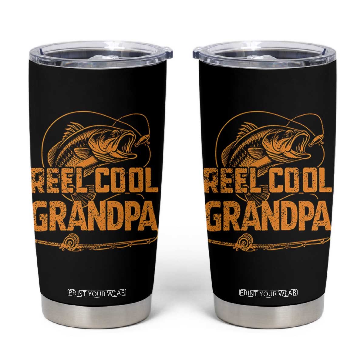 Reel Cool Grandpa Tumbler Cup Funny Fishing Fisherman Fathers Day TS10 Black Print Your Wear