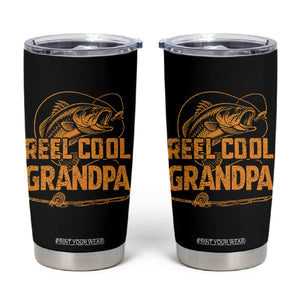 Reel Cool Grandpa Tumbler Cup Funny Fishing Fisherman Fathers Day TS10 Black Print Your Wear