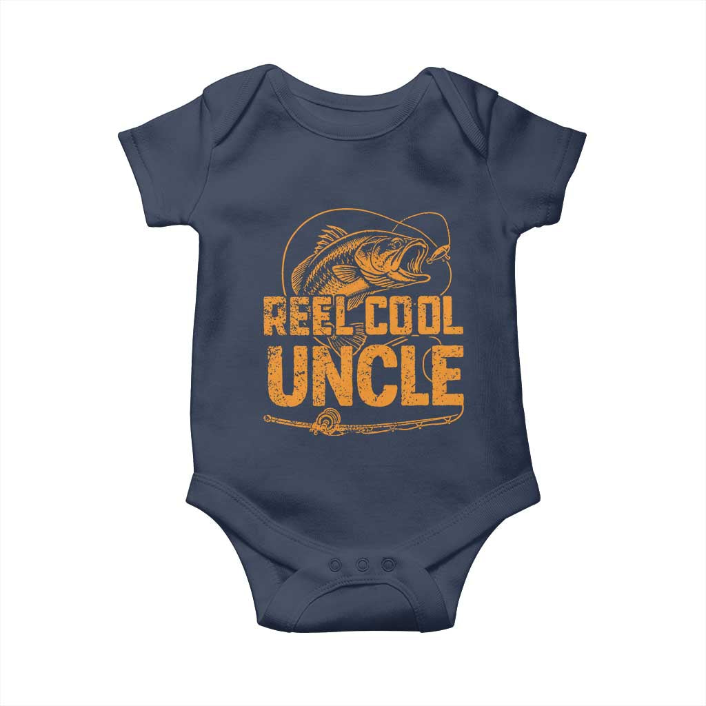 Reel Cool Uncle Baby Onesie Funny Fishing Fisherman Fathers Day TS10 Navy Print Your Wear