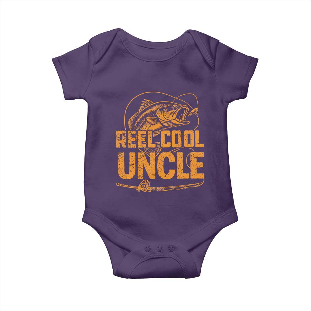 Reel Cool Uncle Baby Onesie Funny Fishing Fisherman Fathers Day TS10 Purple Print Your Wear