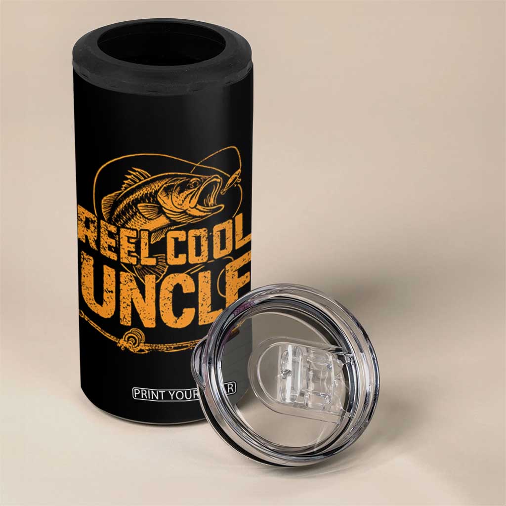 Reel Cool Uncle 4 in 1 Can Cooler Tumbler Funny Fishing Fisherman Fathers Day TS10 Print Your Wear