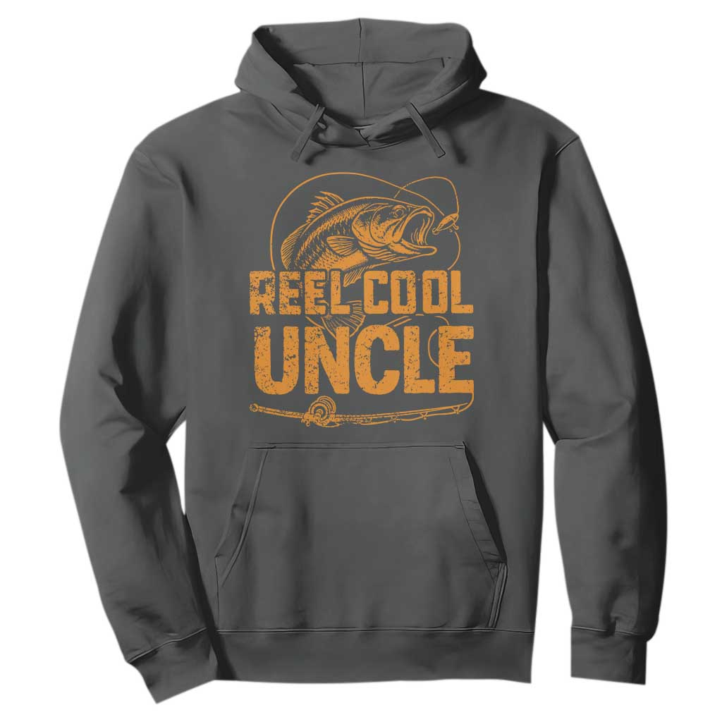 Reel Cool Uncle Hoodie Funny Fishing Fisherman Fathers Day TS10 Dark Heather Print Your Wear