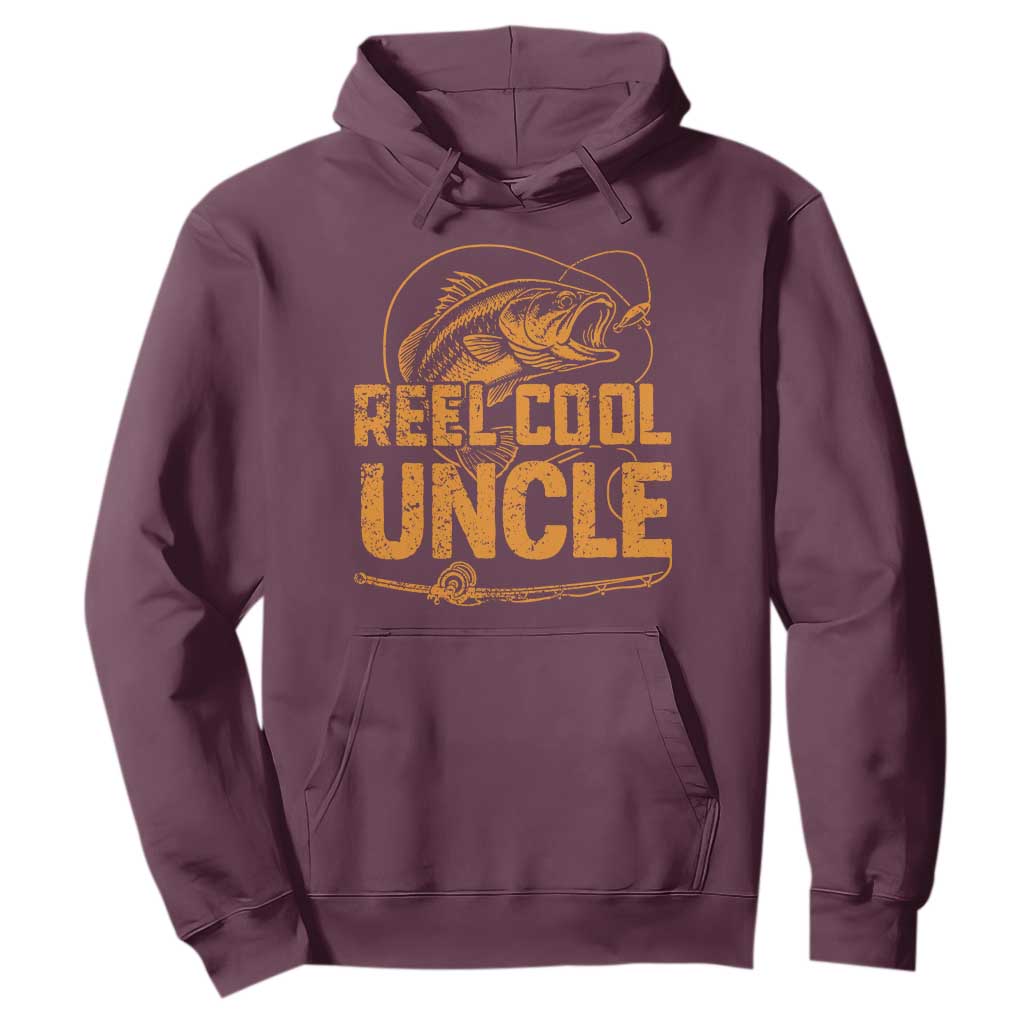 Reel Cool Uncle Hoodie Funny Fishing Fisherman Fathers Day TS10 Maroon Print Your Wear