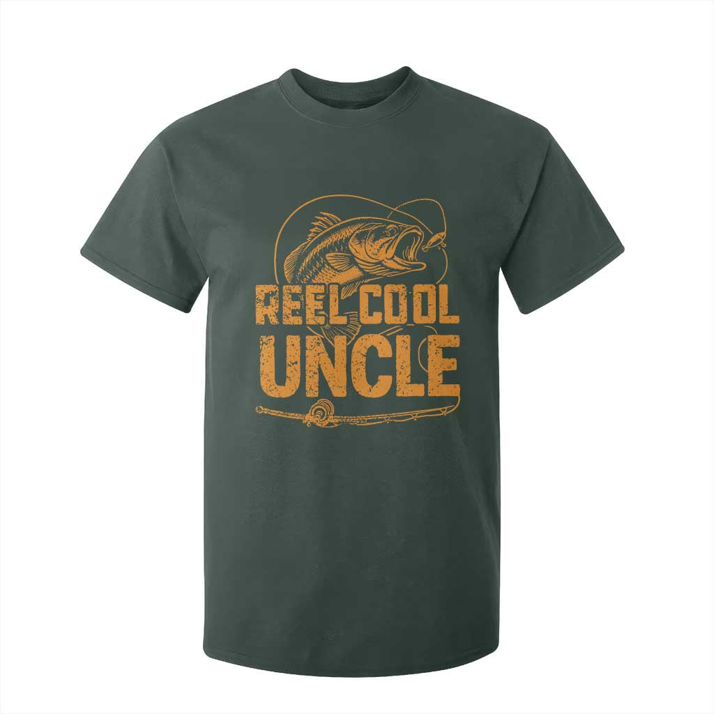 Reel Cool Uncle T Shirt For Kid Funny Fishing Fisherman Fathers Day TS10 Dark Forest Green Print Your Wear