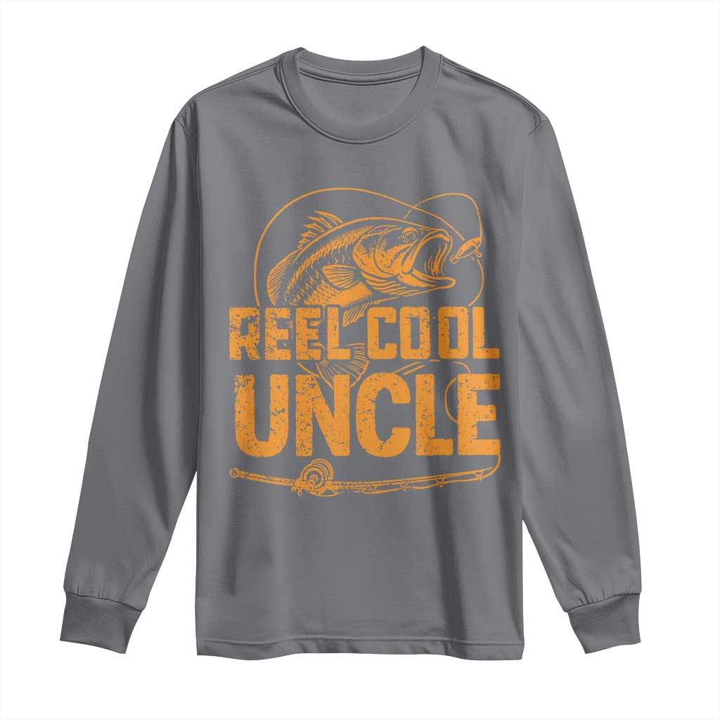 Reel Cool Uncle Long Sleeve Shirt Funny Fishing Fisherman Fathers Day TS10 Charcoal Print Your Wear