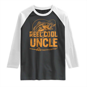 Reel Cool Uncle Raglan Shirt Funny Fishing Fisherman Fathers Day TS10 Black White Print Your Wear