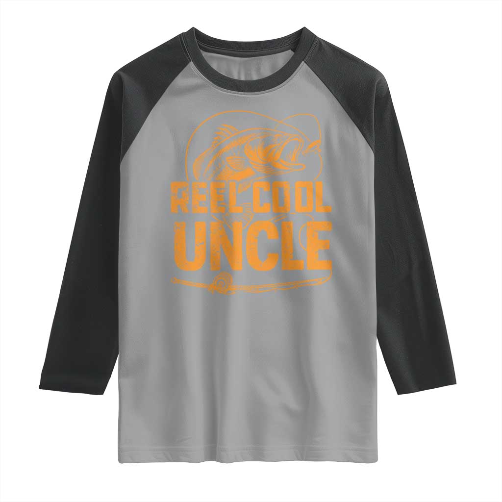 Reel Cool Uncle Raglan Shirt Funny Fishing Fisherman Fathers Day TS10 Sport Gray Black Print Your Wear