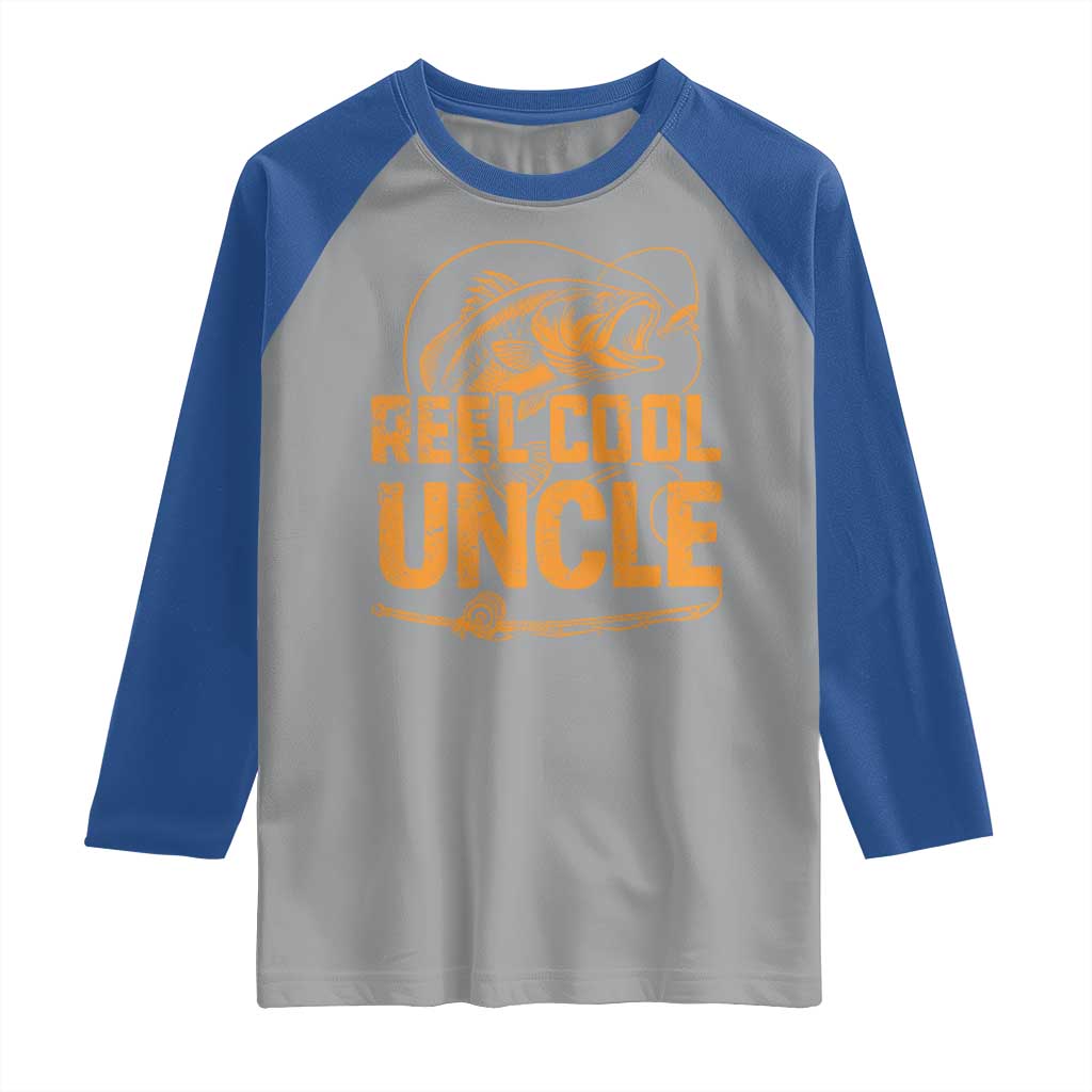 Reel Cool Uncle Raglan Shirt Funny Fishing Fisherman Fathers Day TS10 Sport Gray Royal Print Your Wear