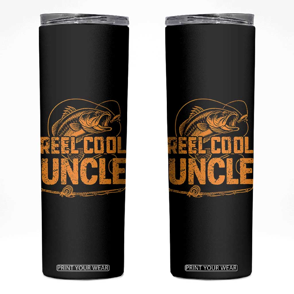 Reel Cool Uncle Skinny Tumbler Funny Fishing Fisherman Fathers Day TS10 Black Print Your Wear