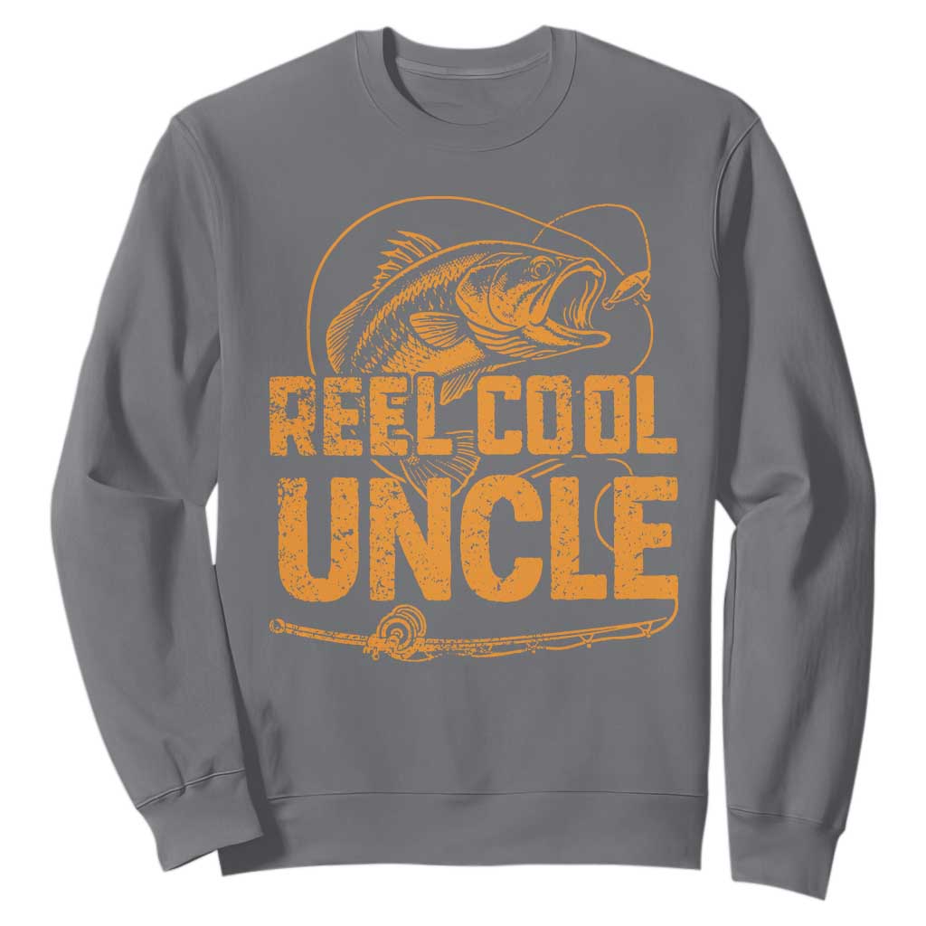 Reel Cool Uncle Sweatshirt Funny Fishing Fisherman Fathers Day TS10 Charcoal Print Your Wear
