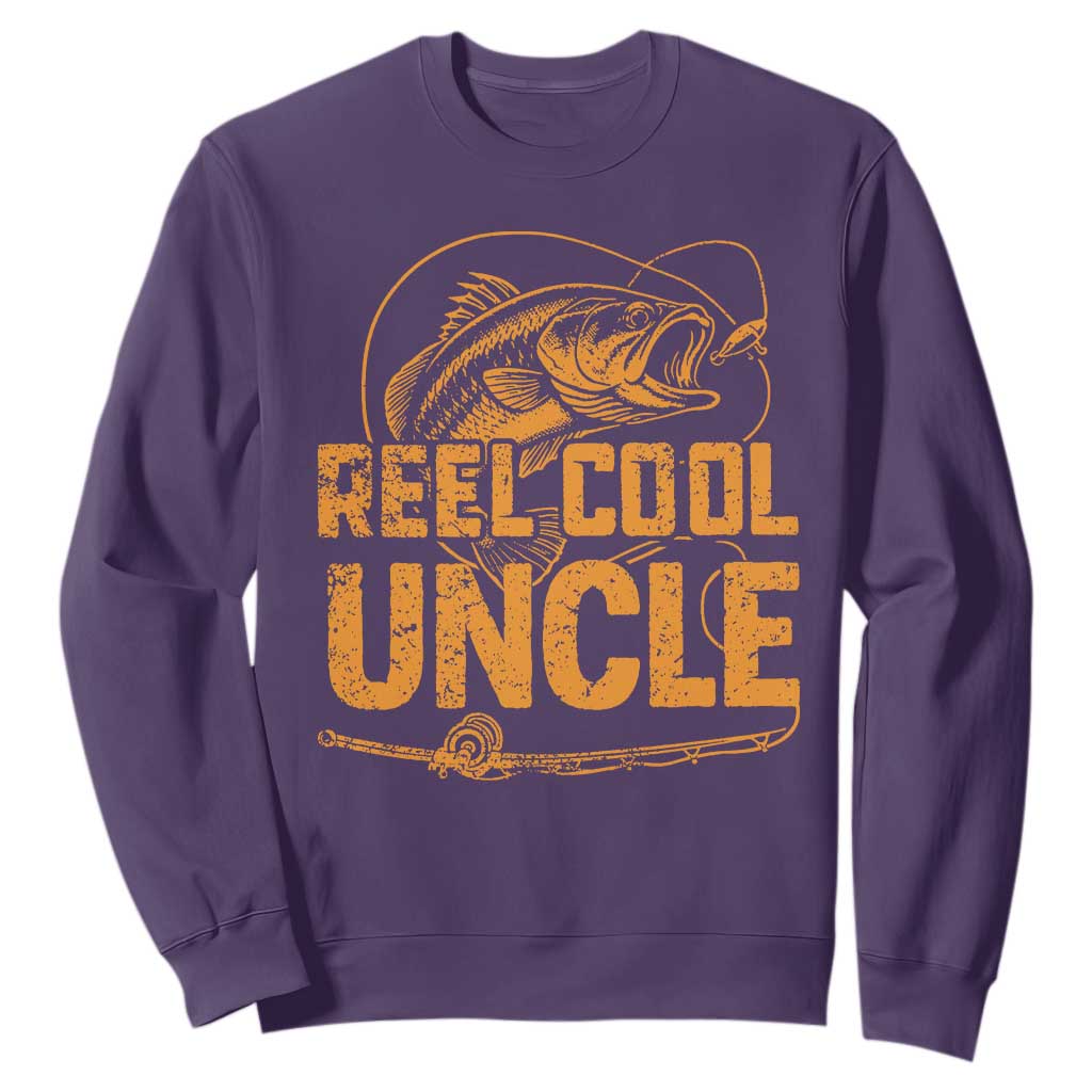 Reel Cool Uncle Sweatshirt Funny Fishing Fisherman Fathers Day TS10 Purple Print Your Wear