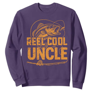 Reel Cool Uncle Sweatshirt Funny Fishing Fisherman Fathers Day TS10 Purple Print Your Wear