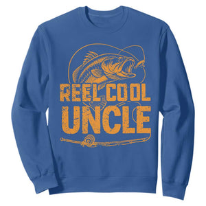 Reel Cool Uncle Sweatshirt Funny Fishing Fisherman Fathers Day TS10 Royal Blue Print Your Wear