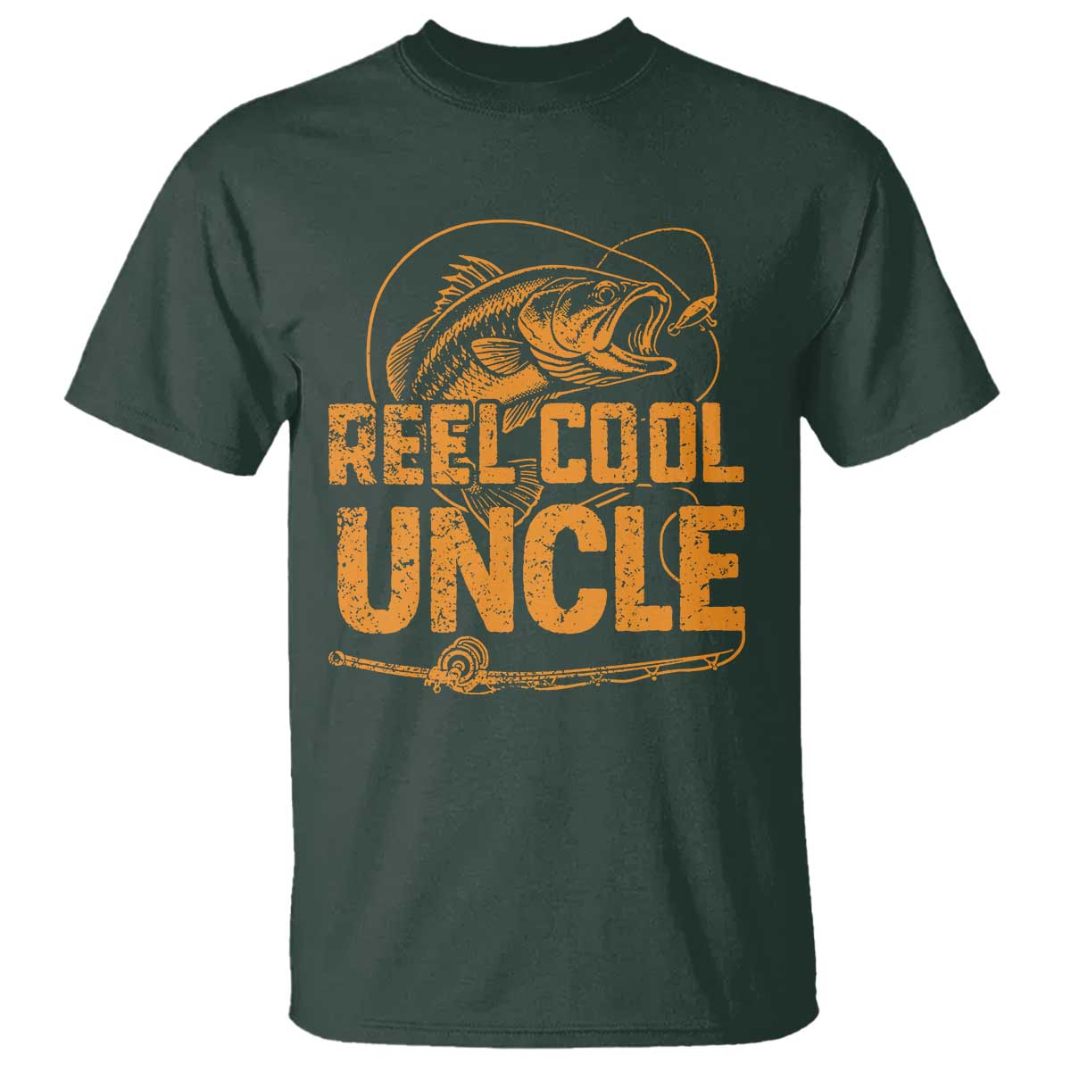 Reel Cool Uncle T Shirt Funny Fishing Fisherman Fathers Day TS10 Dark Forest Green Print Your Wear