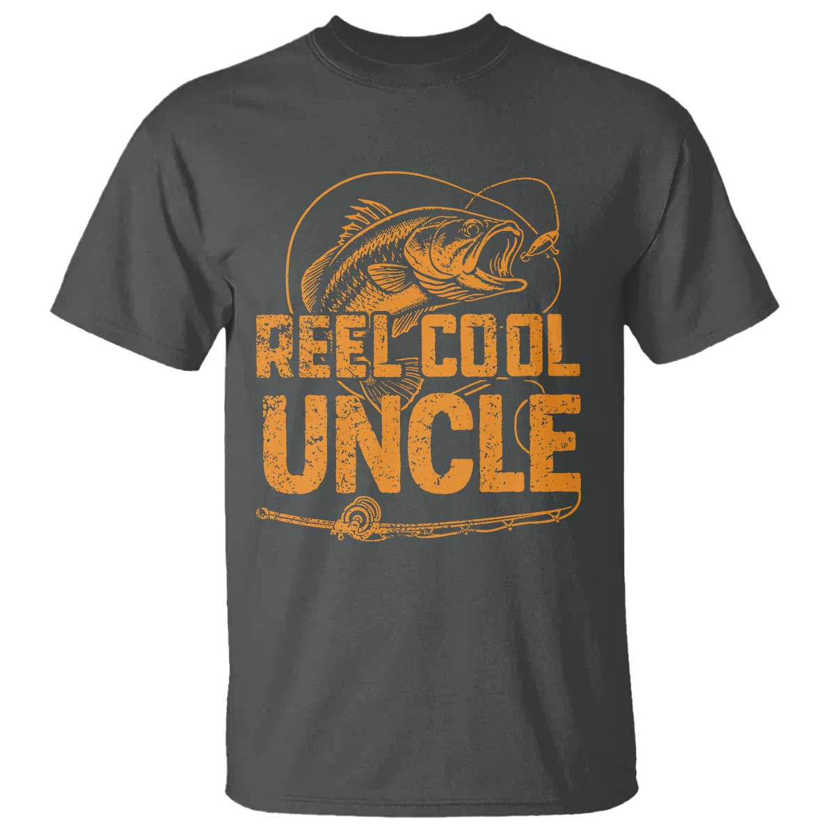 Reel Cool Uncle T Shirt Funny Fishing Fisherman Fathers Day TS10 Dark Heather Print Your Wear