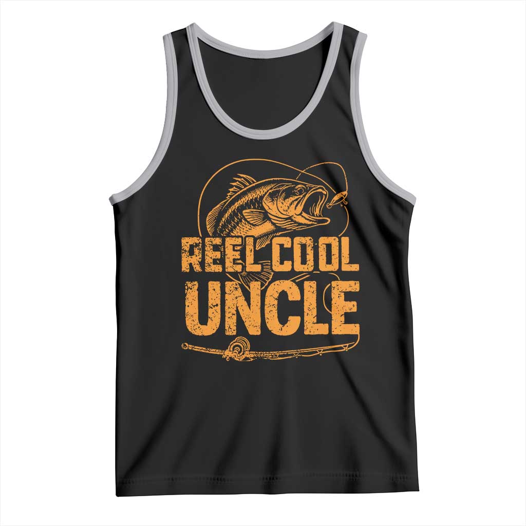 Reel Cool Uncle Tank Top Funny Fishing Fisherman Fathers Day TS10 Black Athletic Heather Print Your Wear