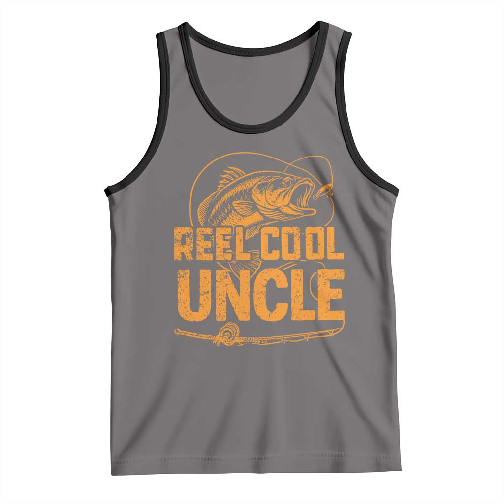 Reel Cool Uncle Tank Top Funny Fishing Fisherman Fathers Day TS10 Deep Heather Black Print Your Wear