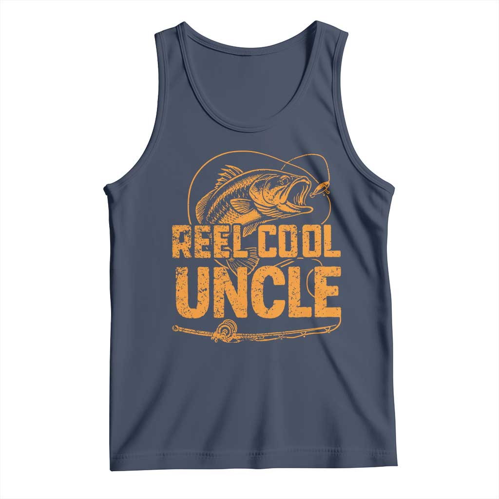 Reel Cool Uncle Tank Top Funny Fishing Fisherman Fathers Day TS10 Navy Print Your Wear